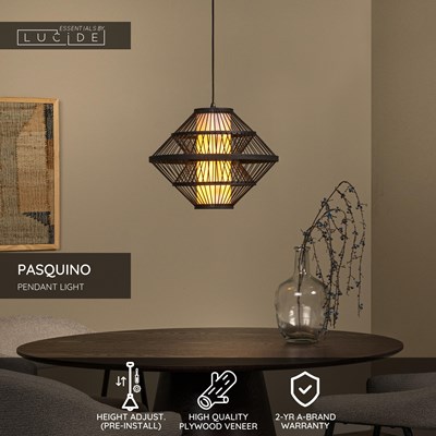 Lucide PASQUINO - Pendant light - Ø 40 cm - 1xE27 - Black | Essential